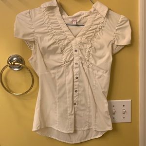 Candie’s white blouse sz 5 accent buttons zip up
